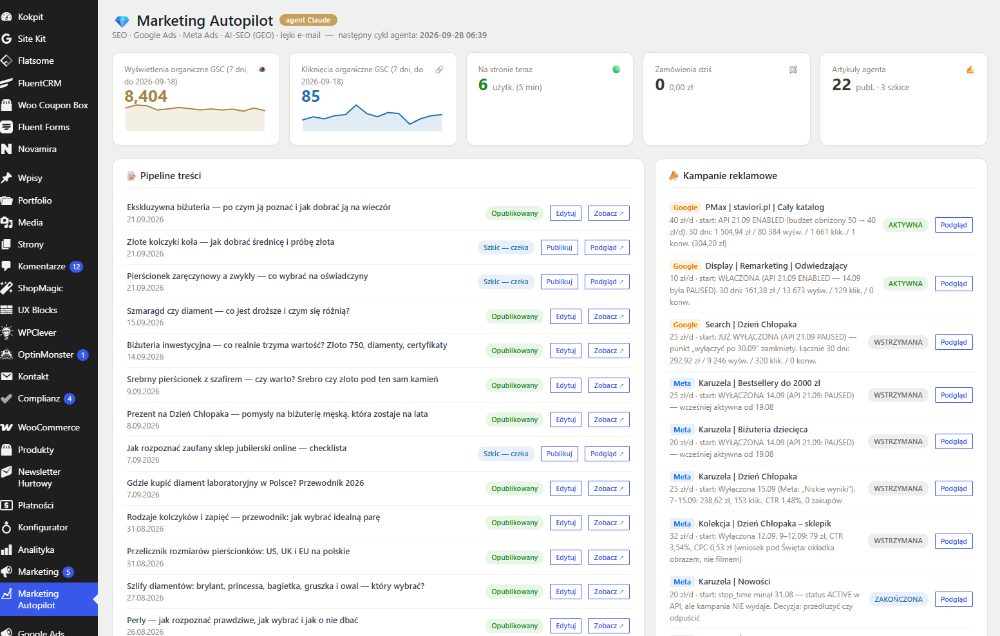 Staviori - dashboard Marketing Autopilot